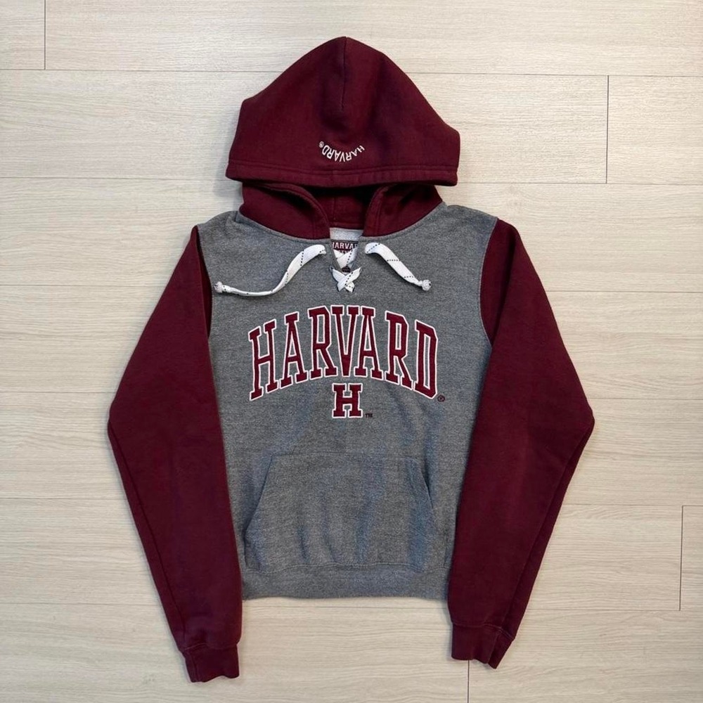 Harvard University Color Block Grey Hoodie Womens Size Medium College